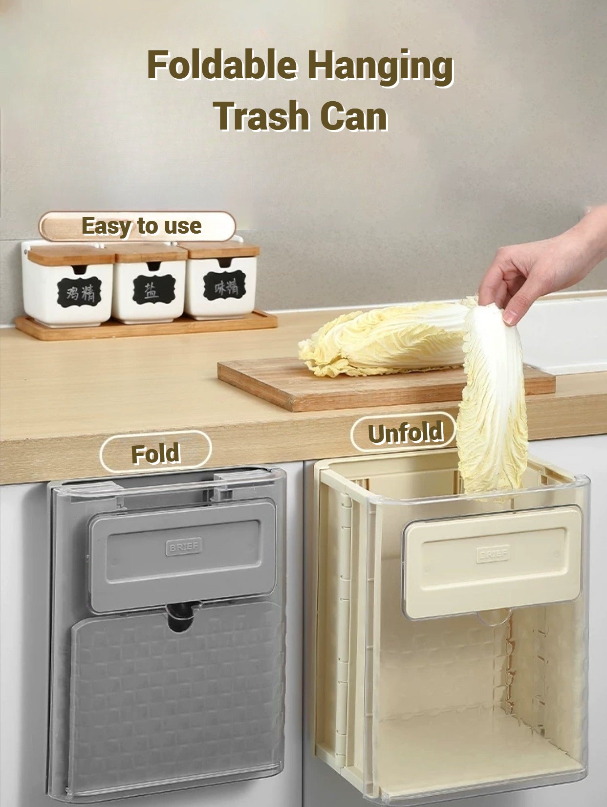 Foldable Trash Can for Kitchen