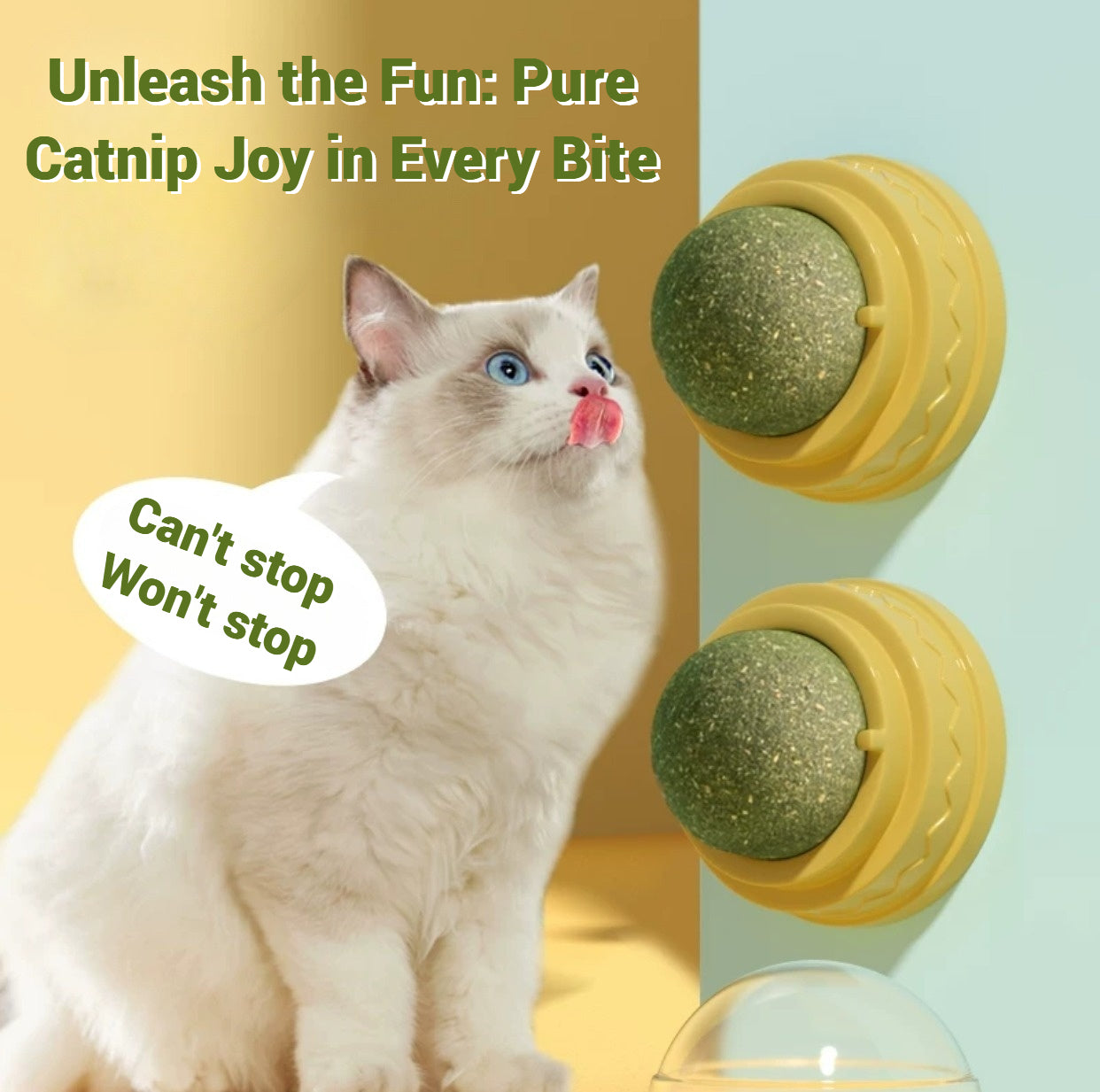 Catnip ball edible toy (with sticker on the wall)