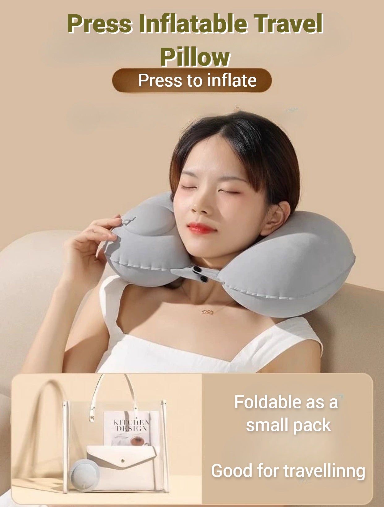 Press Inflatable Travel Pillow