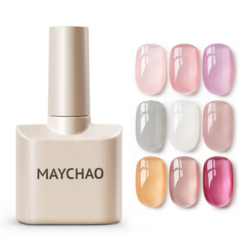 【pre-order】MAYCHAO 12ML Jelly Gel Nail Polish of Transparent Nude Red Pink Black Brown Sheer Gel Polish For Salon Gel Nail Art DIY at Home