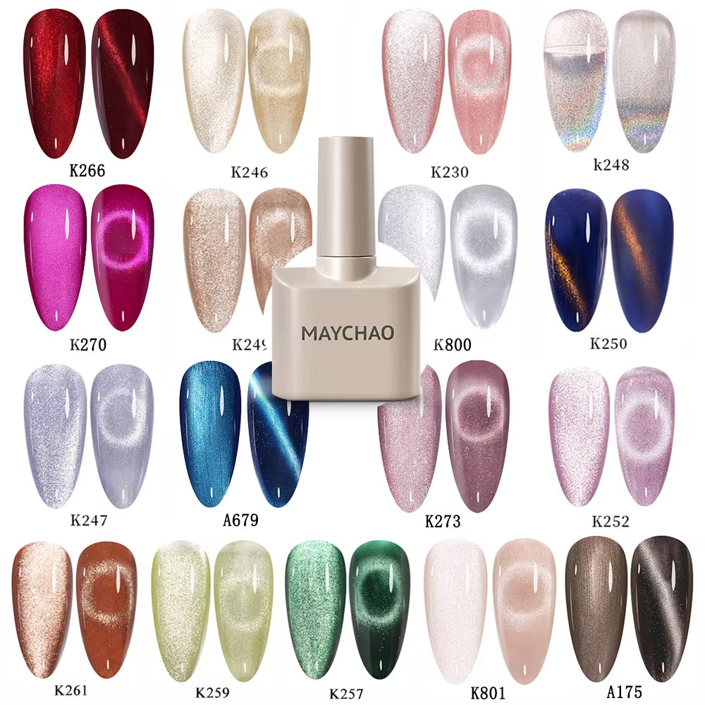 【pre-order】MAYCHAO 12ML Cat Eye Gel Nail Polish With Magnet Soak off UV Holographic Magnetic Rainbow Gel Polish for Nail Art DIY Manicure
