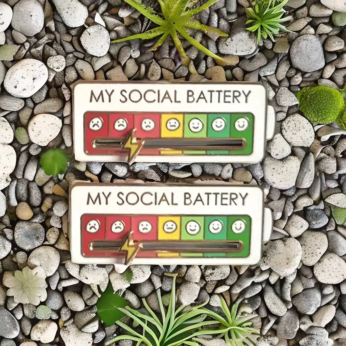 Social Battery Brooch