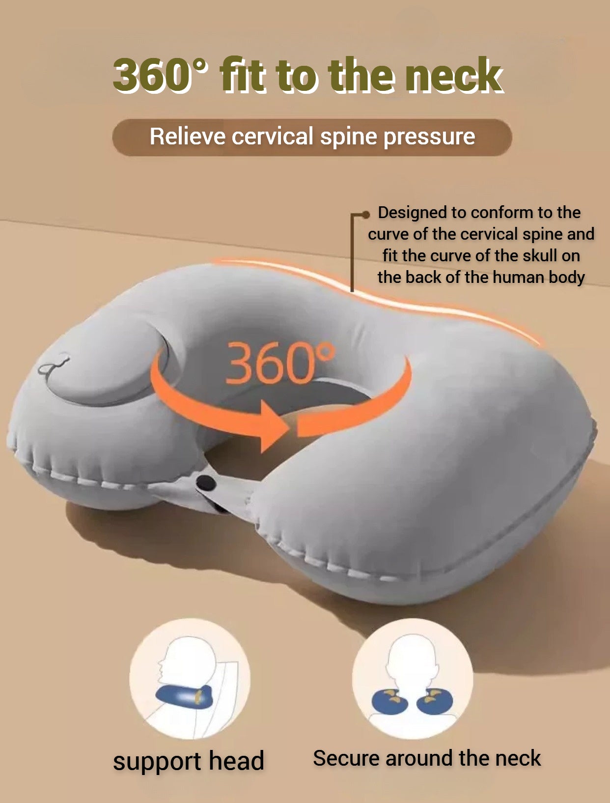 Press Inflatable Travel Pillow