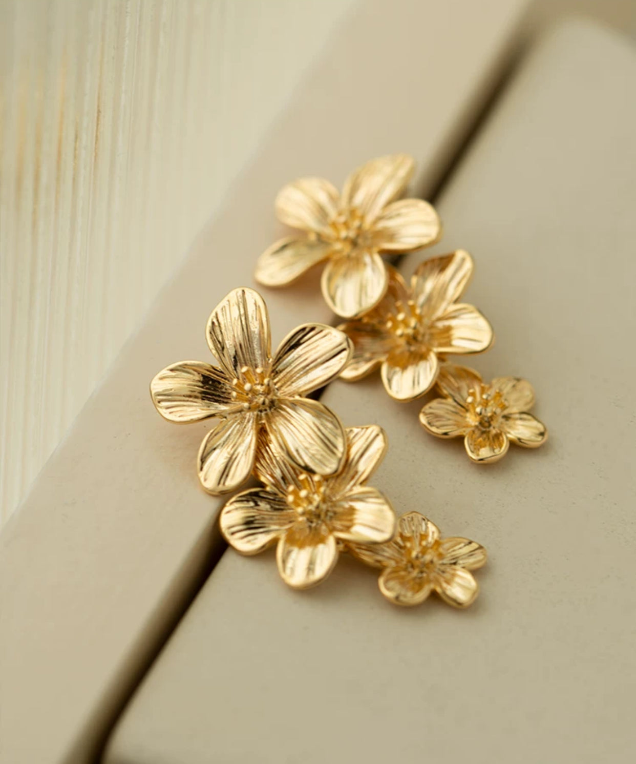 Gold Multi Flower Adjustable Earrings