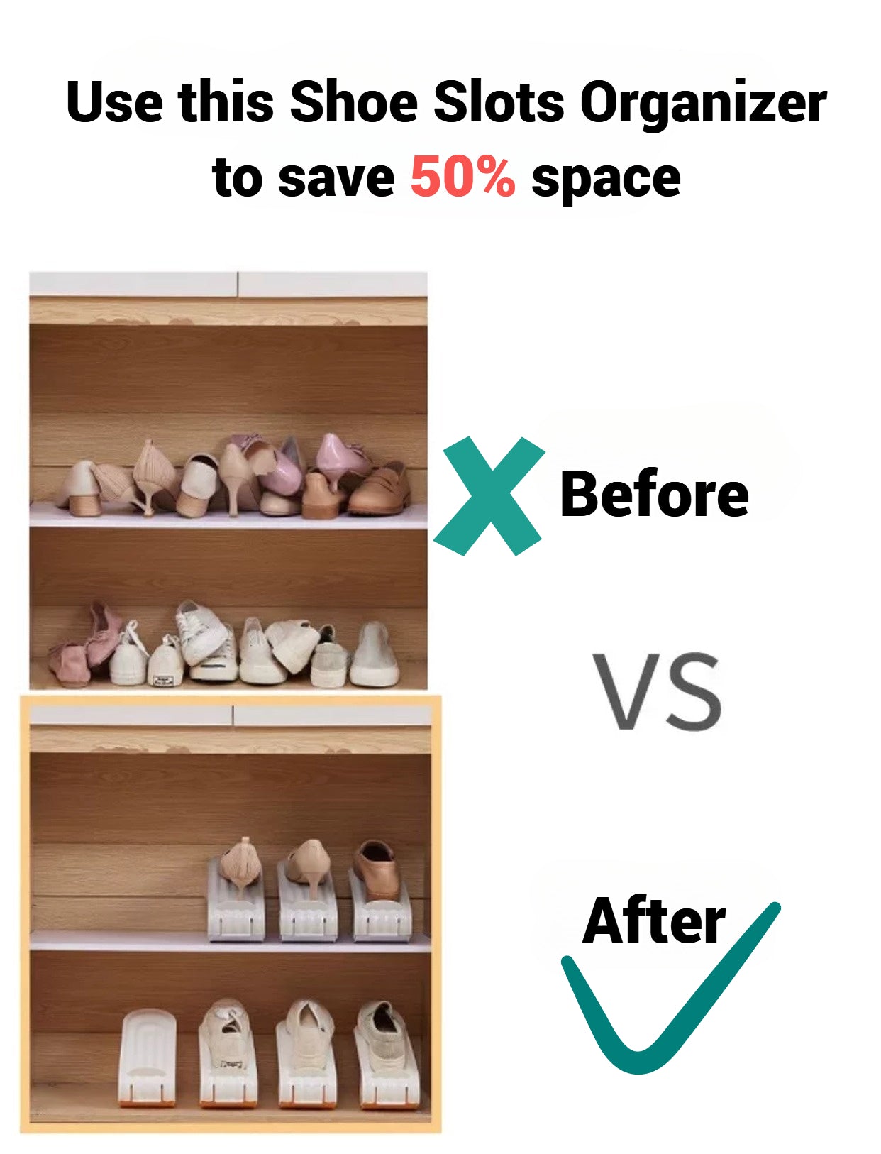 Adjustable Shoe Slots Organizer Double Layer