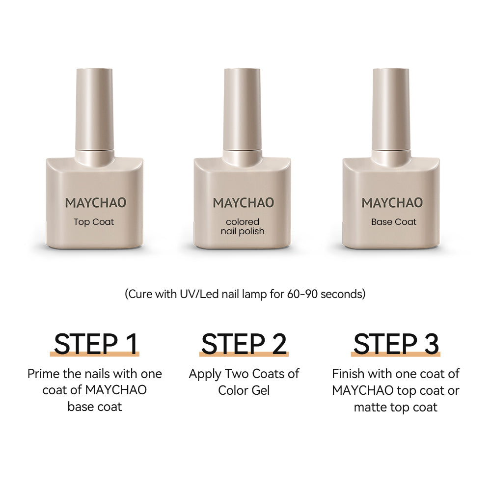 【pre-order】MAYCHAO 12ML Gel Nail Polish Long Lasting Top Coat Soak Off LED UV Gel Polish Nail Art Manicure Salon At Home