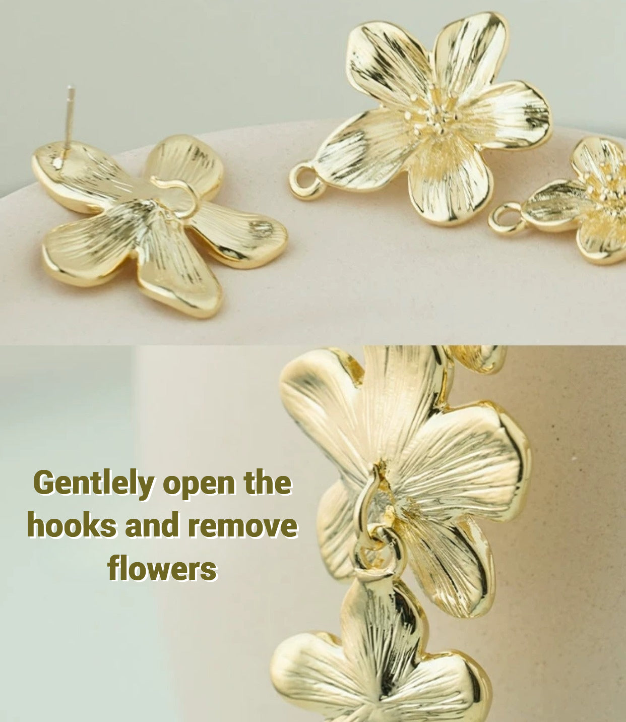 Gold Multi Flower Adjustable Earrings