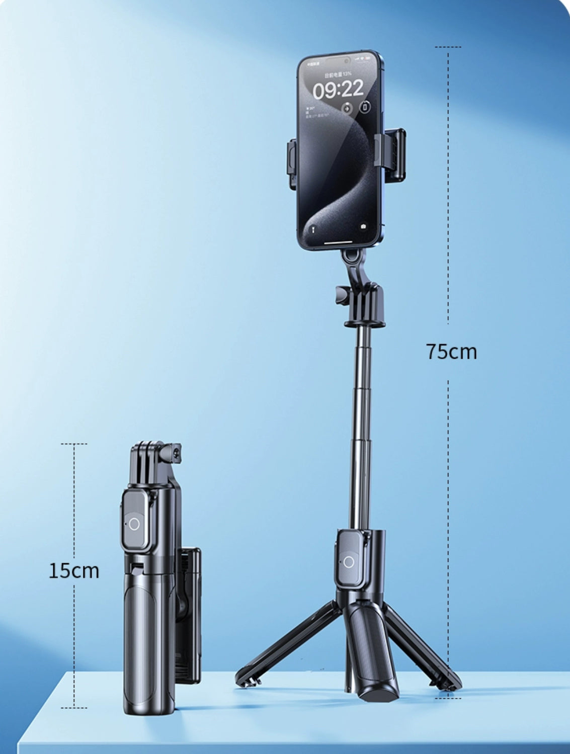 Selfie Stick Tripod With Wireless Remote And Light