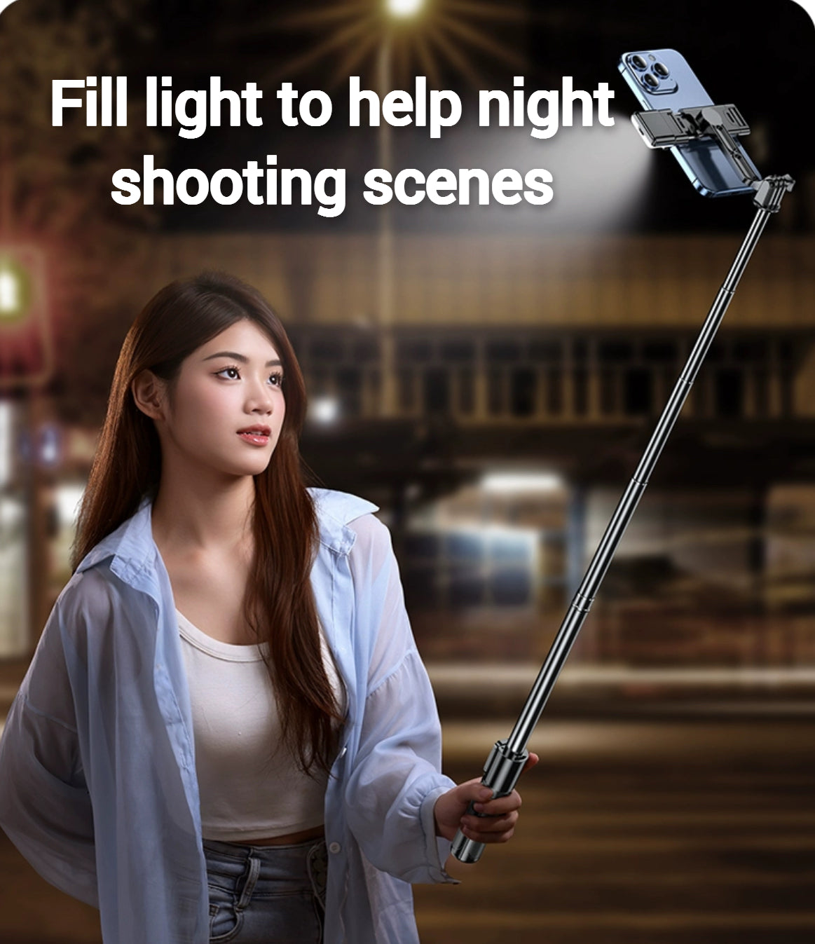 Selfie Stick Tripod With Wireless Remote And Light
