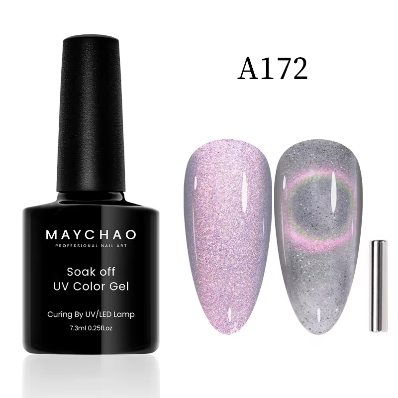 【pre-order】MAYCHAO 12ML Cat Eye Gel Nail Polish With Magnet Soak off UV Holographic Magnetic Rainbow Gel Polish for Nail Art DIY Manicure