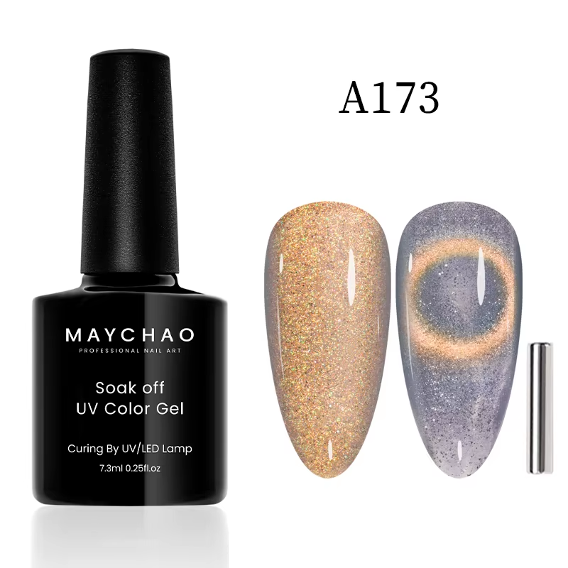 【pre-order】MAYCHAO 12ML Cat Eye Gel Nail Polish With Magnet Soak off UV Holographic Magnetic Rainbow Gel Polish for Nail Art DIY Manicure
