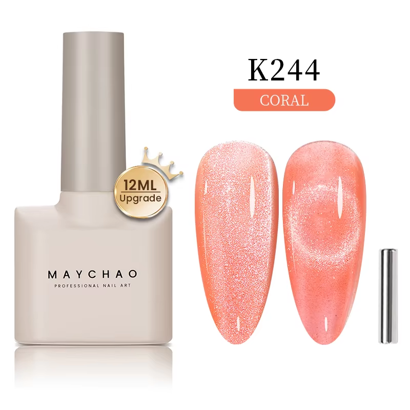【pre-order】MAYCHAO 12ML Cat Eye Gel Nail Polish With Magnet Soak off UV Holographic Magnetic Rainbow Gel Polish for Nail Art DIY Manicure