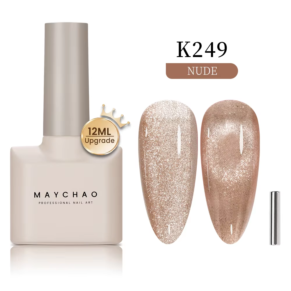 【pre-order】MAYCHAO 12ML Cat Eye Gel Nail Polish With Magnet Soak off UV Holographic Magnetic Rainbow Gel Polish for Nail Art DIY Manicure
