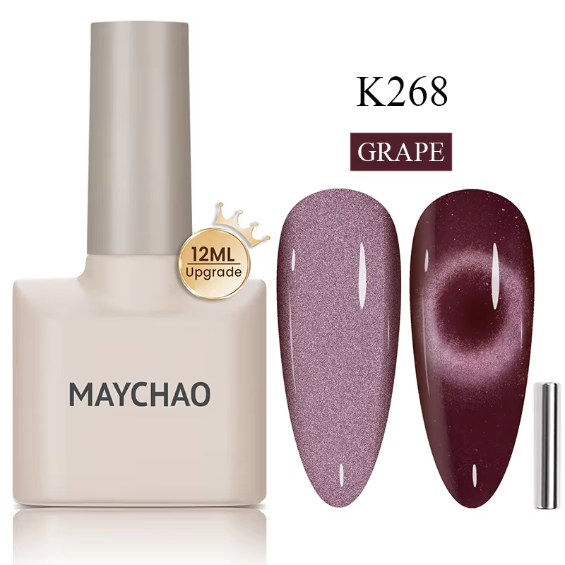 【pre-order】MAYCHAO 12ML Cat Eye Gel Nail Polish With Magnet Soak off UV Holographic Magnetic Rainbow Gel Polish for Nail Art DIY Manicure