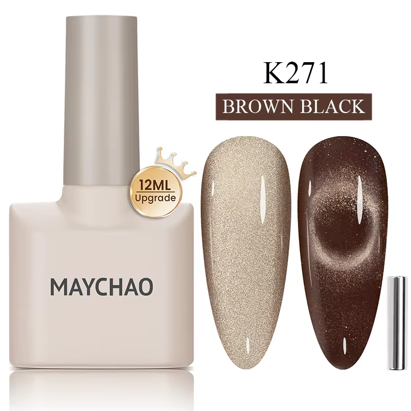 【pre-order】MAYCHAO 12ML Cat Eye Gel Nail Polish With Magnet Soak off UV Holographic Magnetic Rainbow Gel Polish for Nail Art DIY Manicure