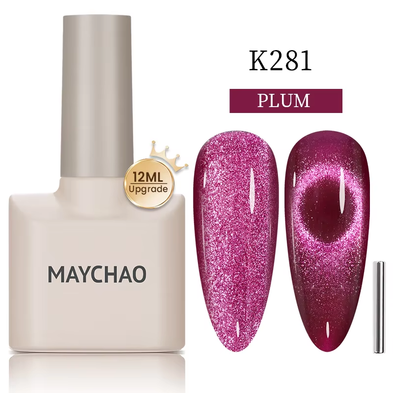 【pre-order】MAYCHAO 12ML Cat Eye Gel Nail Polish With Magnet Soak off UV Holographic Magnetic Rainbow Gel Polish for Nail Art DIY Manicure