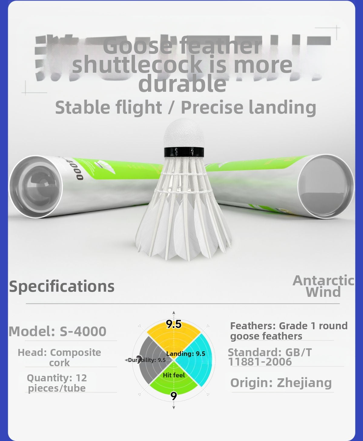 Nanjifeng S4000 Goose Feather Badminton Shuttlecock | Durable Training Birdies | Stable Flight & High Performance